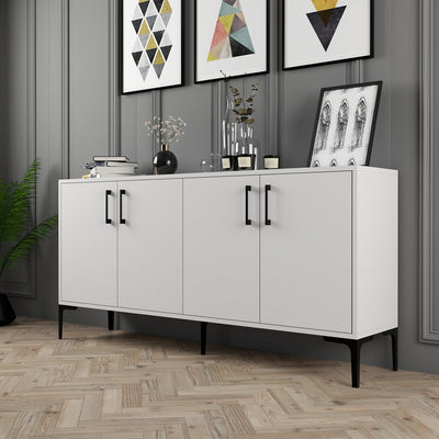 Madia in legno colore bianco con 4 ante per living cm 160x35x78h