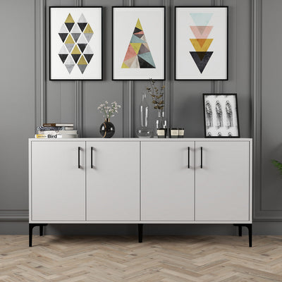 madia moderna living 4 ante in legno colore bianco