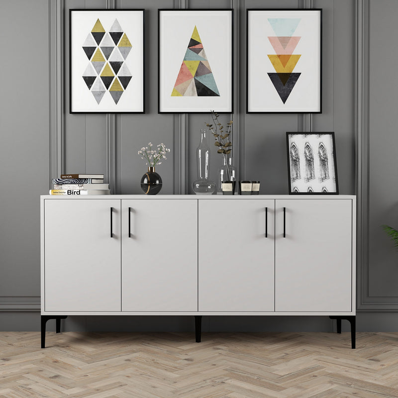 madia moderna living 4 ante in legno colore bianco