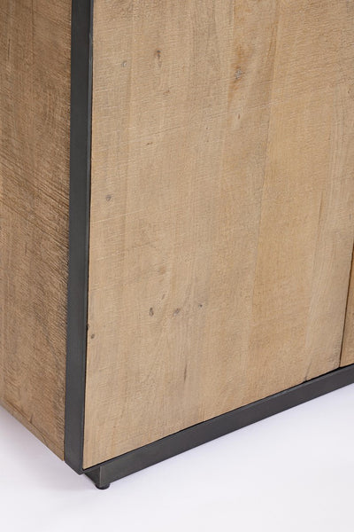 Madia 4 ante minimal moderna in legno di mango colore quercia e acciaio cm 200x44x80h