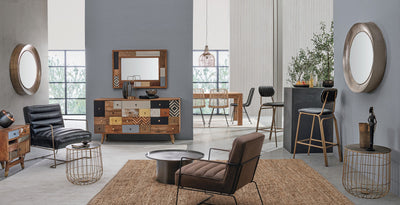 Madia con ante e cassetti effetto Patchwork in legno di mango cm 150x40x78h