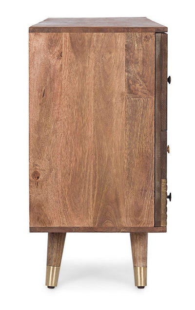 Madia con ante e cassetti effetto Patchwork in legno di mango cm 150x40x78h