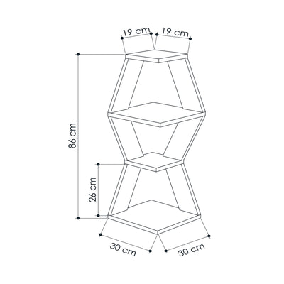 Mensola angolare design originale geometrico in legno 3 vani a giorno cm 30x30x86h