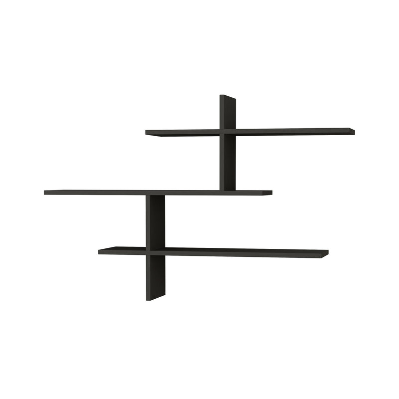 Mensola da parete stile moderno 3 ripiani colore antracite cm 123x22x80h