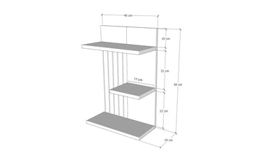 Mensola da parete delicata in legno elegante 3 ripiani bianco opaco cm 40x19x60h