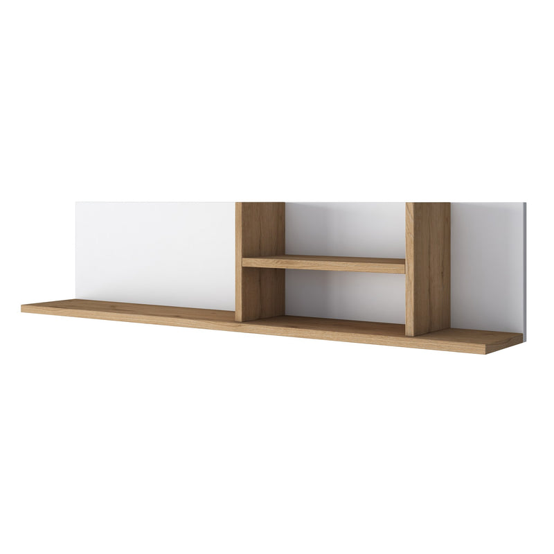 Mensola da muro libreria per cameretta colore bianco e rovere cm 120x19x25h