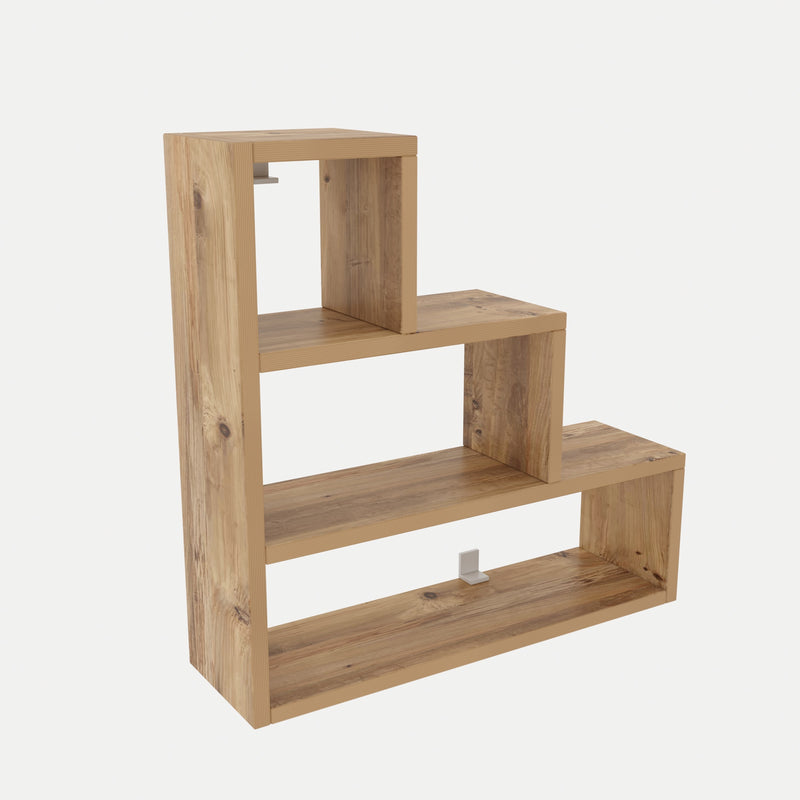 Mensola da parete 3 vani da soggiorno in legno colore naturale cm 62x18x62h