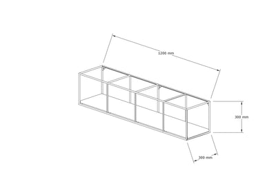 Mensola da parete stile industriale in metallo e legno massello cm 120x30x30h