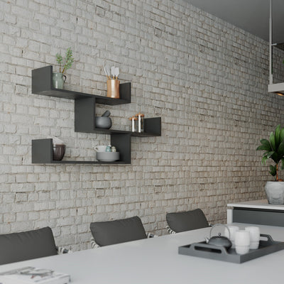 Mensola da parete design moderno 3 ripiani colore antracite cm 120x22x67h