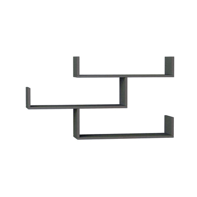 Mensola da parete design moderno 3 ripiani colore antracite cm 120x22x67h