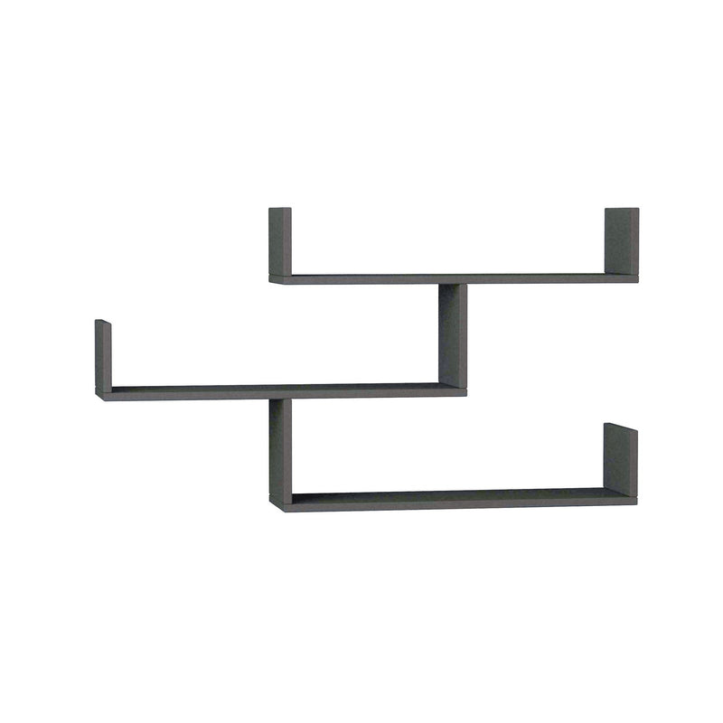 Mensola da parete design moderno 3 ripiani colore antracite cm 120x22x67h