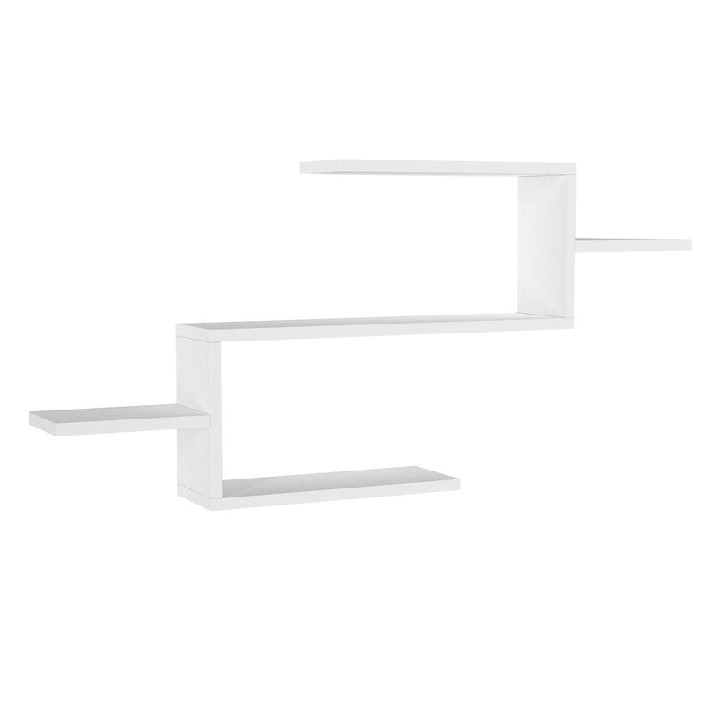 Mensola da parete design in legno bianco cm 104x14x49h