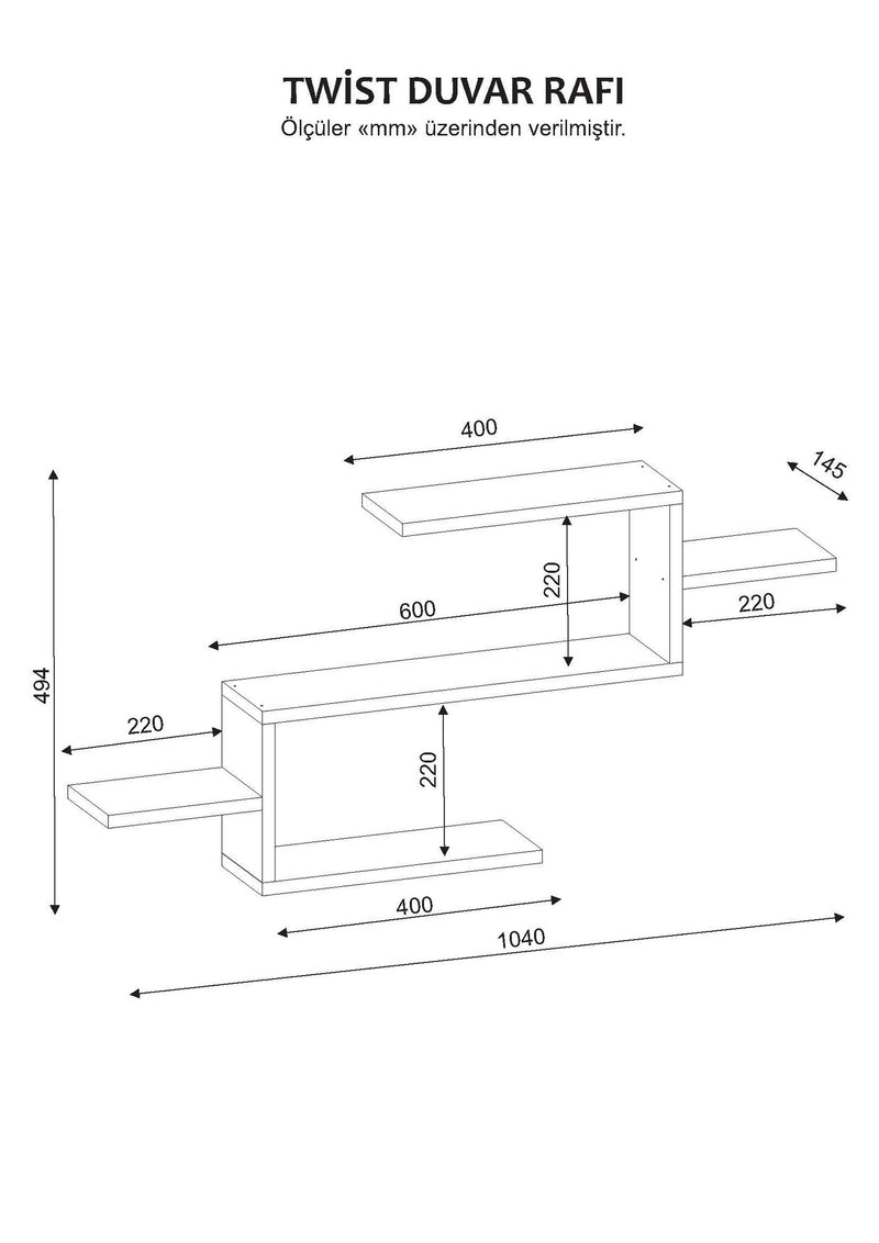 Mensola da parete design in legno bianco cm 104x14x49h