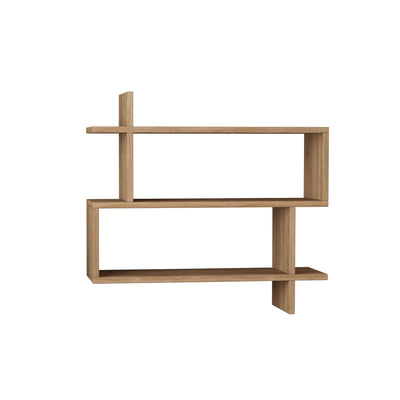 Mensola da muro con 2 vani moderna in legno colore quercia cm 70x22x65h