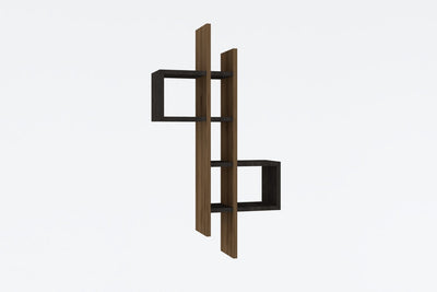 Mensola verticale da soggiorno 5 vani in legno quercia e antracite cm 53x19x108h