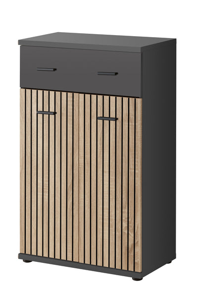 Katib - Set ingresso con armadio quercia e fantasia a righe cm 180x32x203h