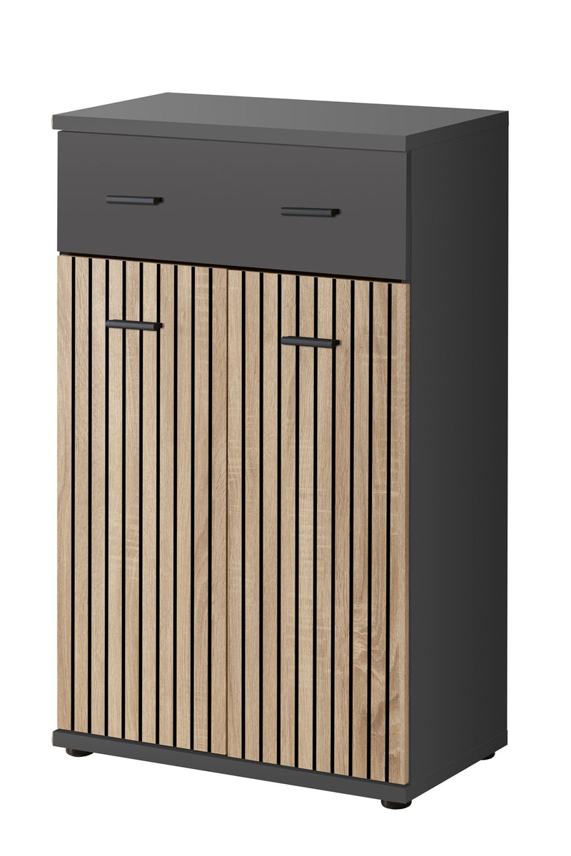 Katib - Set ingresso con armadio quercia e fantasia a righe cm 180x32x203h