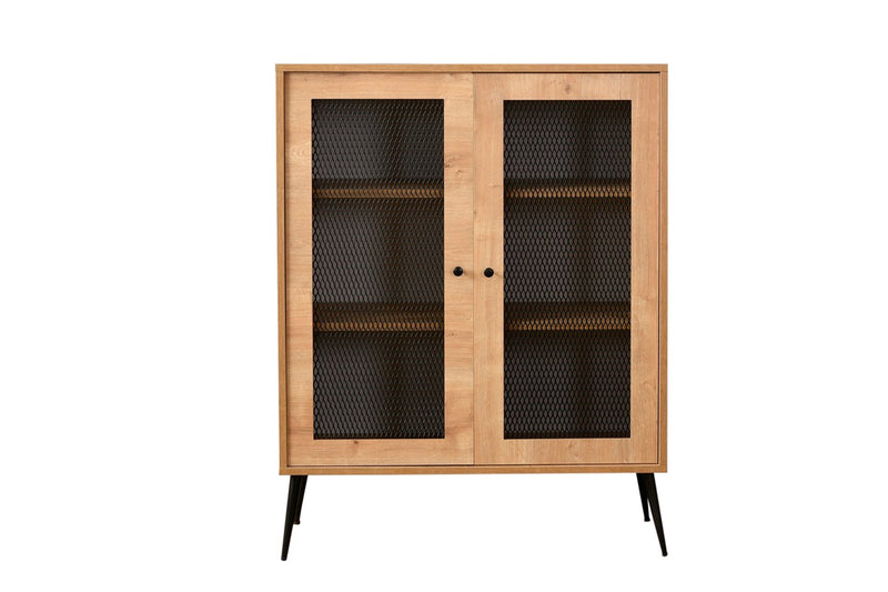 Mobile 2 ante multiuso stile industriale in legno e metallo cm 90x35x110h