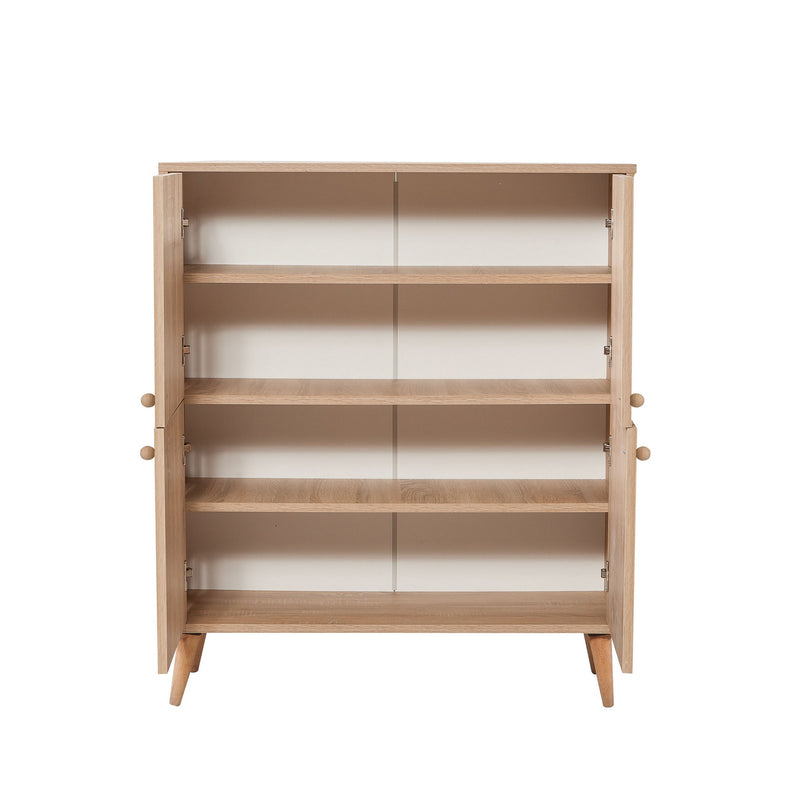 Mobile in legno multiuso 4 ante con ripiani decorazione geometrica cm 95x36x111h