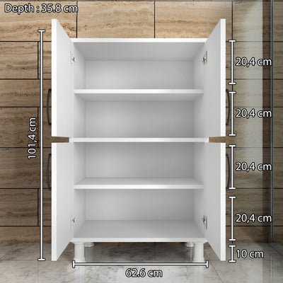 Mobile 4 ante multiuso bianco per cucina soggiorno cm 62x35x101h