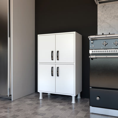 mobile multiuso per cucina bagno in legno bianco opaco 4 ante con ripiani interni