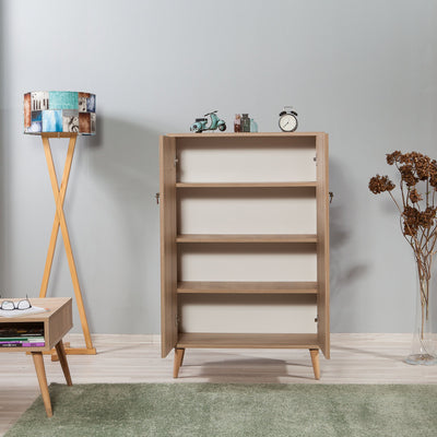 Mobile alto 2 ante multiuso in legno quercia ripiani interni cm 80x36x127h