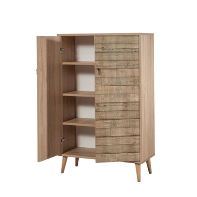 Mobile alto 2 ante multiuso in legno quercia ripiani interni cm 80x36x127h