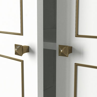 Armadio alto in legno stile classico e barocco 2 ante bianco e oro cm 70x47x194h