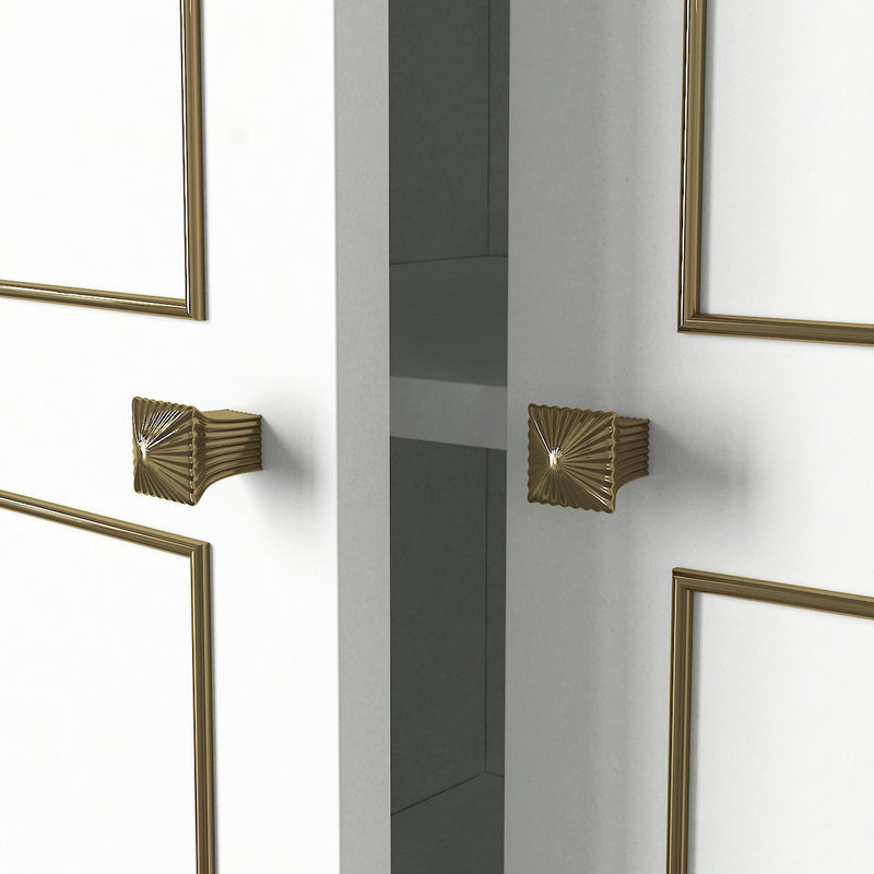 Armadio alto in legno stile classico e barocco 2 ante bianco e oro cm 70x47x194h