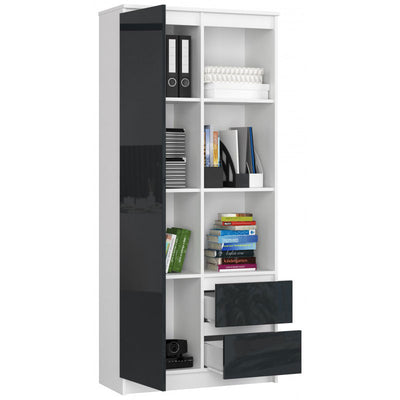 Vodes - Mobile libreria in legno con cassetti vani aperti e anta cm 80x35x180h - vari colori