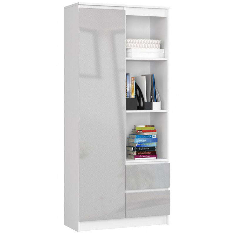 libreria da salotto colore bianco opaco frontali grigio