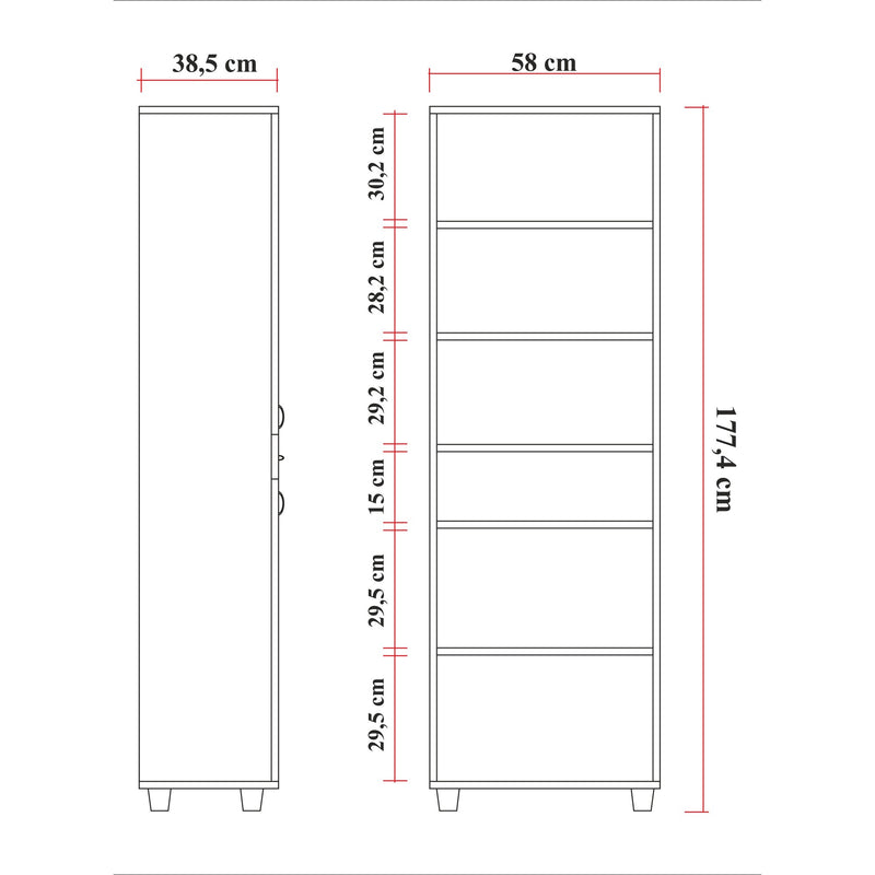 Mobile per il bagno con 4 ante e cassetto colore bianco cm 58x39x178h