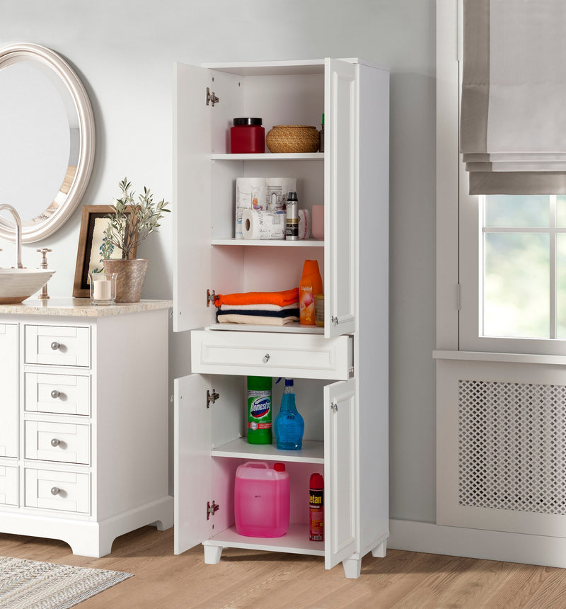Mobile per il bagno con 4 ante e cassetto colore bianco cm 58x39x178h