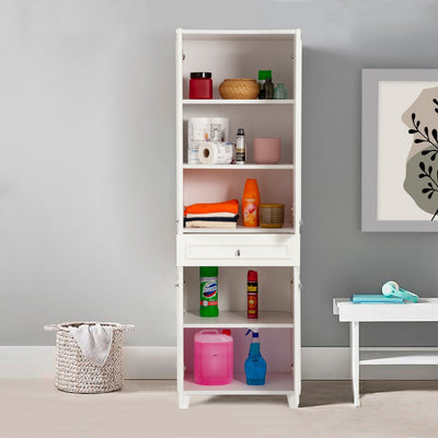 Mobile per il bagno con 4 ante e cassetto colore bianco cm 58x39x178h