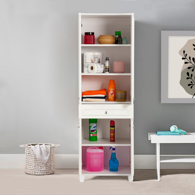 Mobile per il bagno con 4 ante e cassetto colore bianco cm 58x39x178h