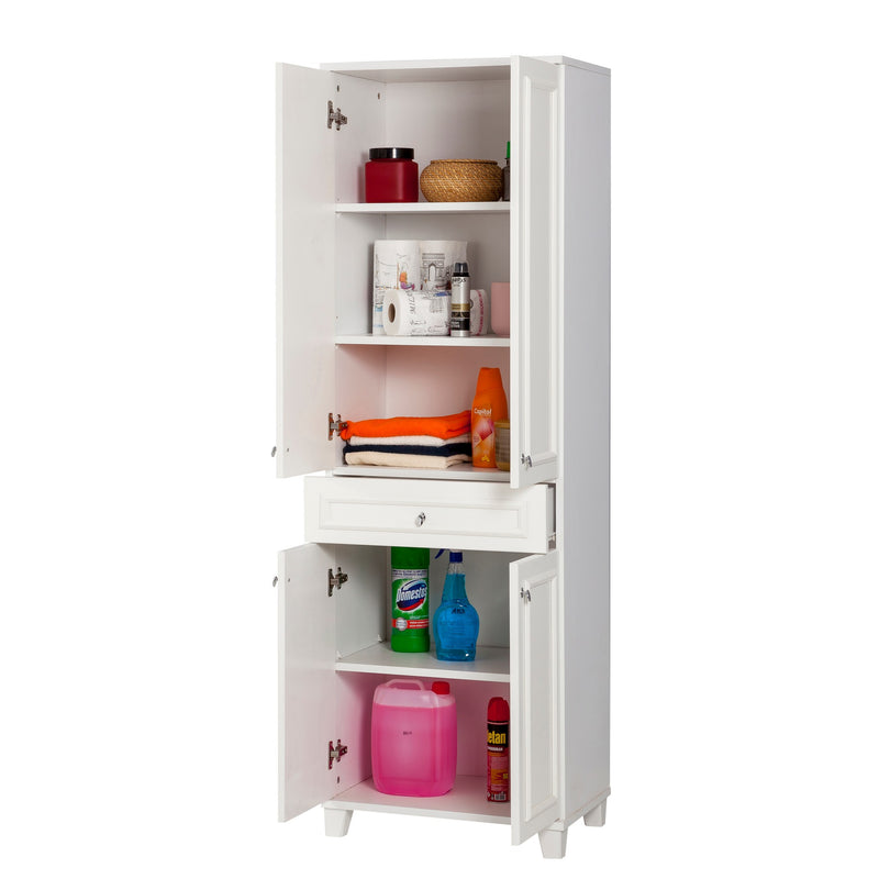 Mobile per il bagno con 4 ante e cassetto colore bianco cm 58x39x178h