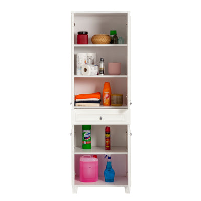 Mobile per il bagno con 4 ante e cassetto colore bianco cm 58x39x178h