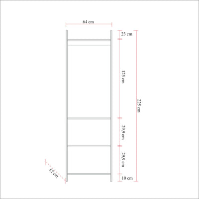 Mobile appendiabiti a colonna stile industriale con ripiani cm 64x52x225h