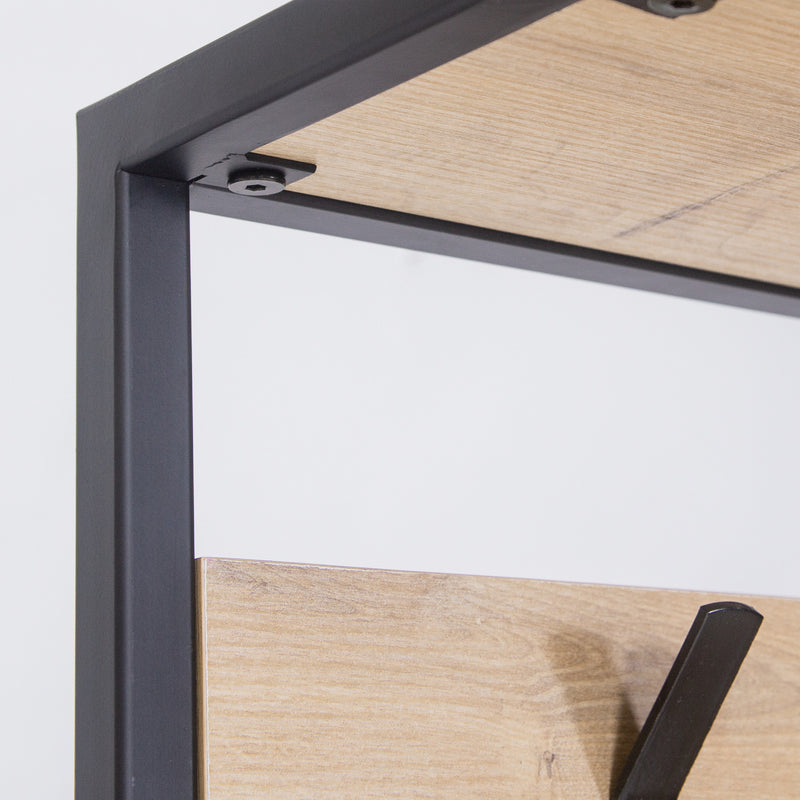 Mobile con appendiabiti e ripiani stile industrial in legno e metallo cm 78x30x182h - vari colori