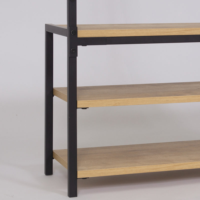 Mobile con appendiabiti e ripiani stile industrial in legno e metallo cm 78x30x182h - vari colori