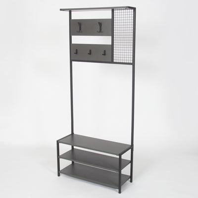 Mobile con appendiabiti e ripiani stile industrial in legno e metallo cm 78x30x182h - vari colori