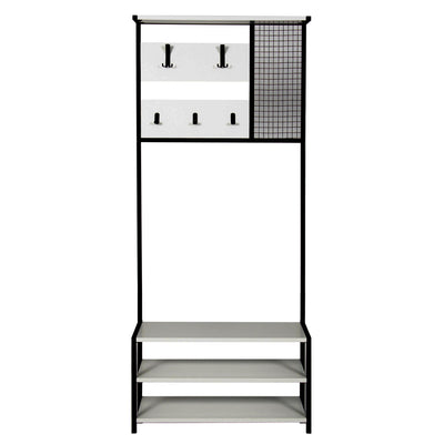 Mobile con appendiabiti e ripiani stile industrial in legno e metallo cm 78x30x182h - vari colori