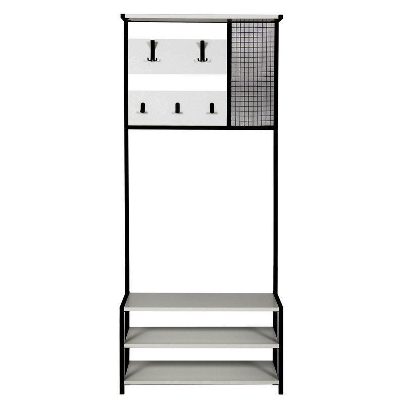Mobile con appendiabiti e ripiani stile industrial in legno e metallo cm 78x30x182h - vari colori