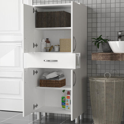 Mobile bagno con 4 ante e cassetto centrale colore bianco cm 60x30x140h