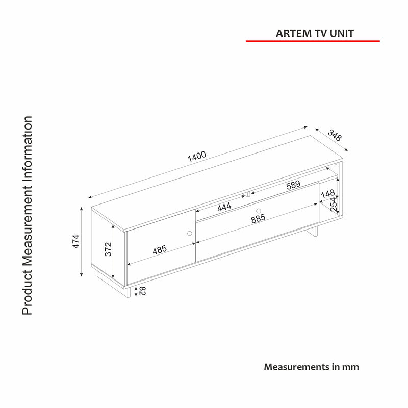 Mobile basso porta tv in legno scuro e marmo nero 2 ante cm 140x34x47h