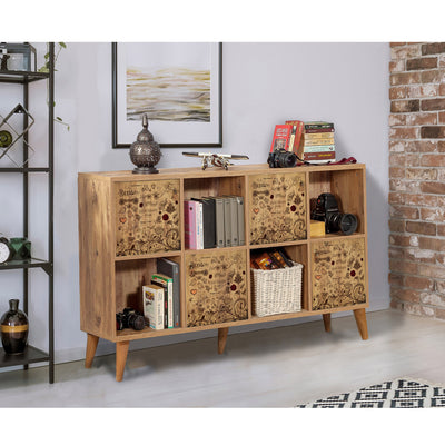 Mobile soggiorno con 4 vani e 4 ante decorate in legno cm 152x35x95h