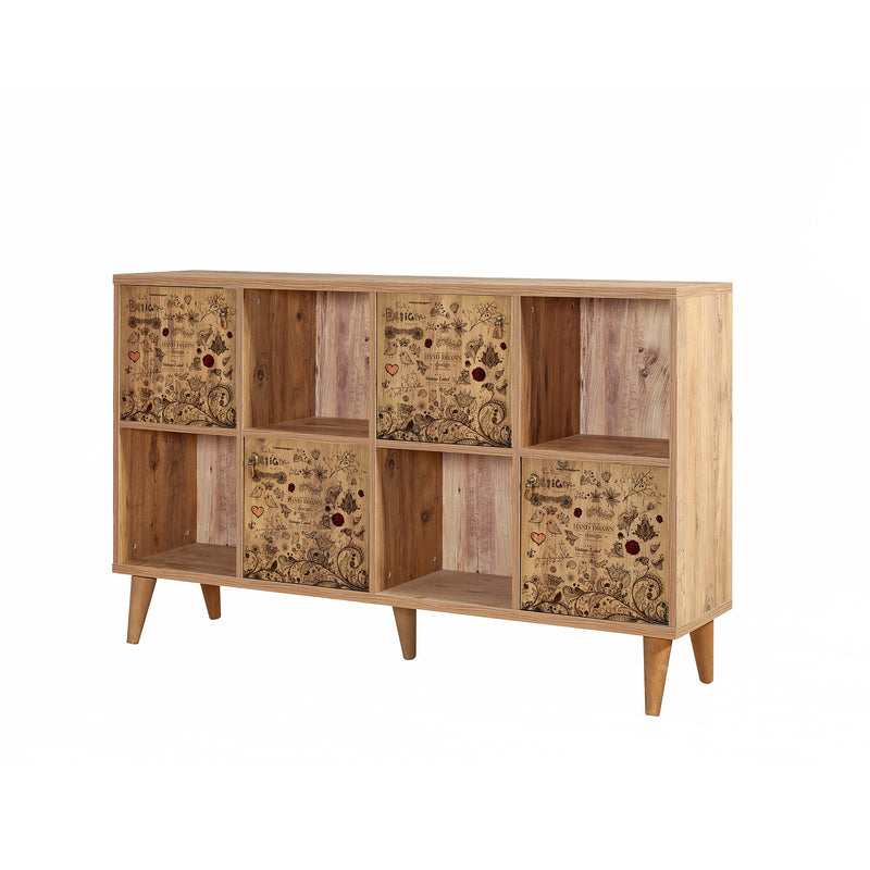 Mobile soggiorno con 4 vani e 4 ante decorate in legno cm 152x35x95h