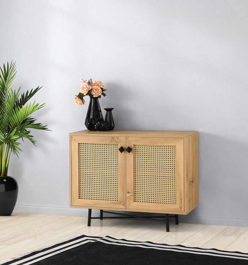 Mobiletto credenza 2 ante per soggiorno stile country in legno cm 100x40x77h