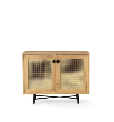 Mobiletto credenza 2 ante per soggiorno stile country in legno cm 100x40x77h