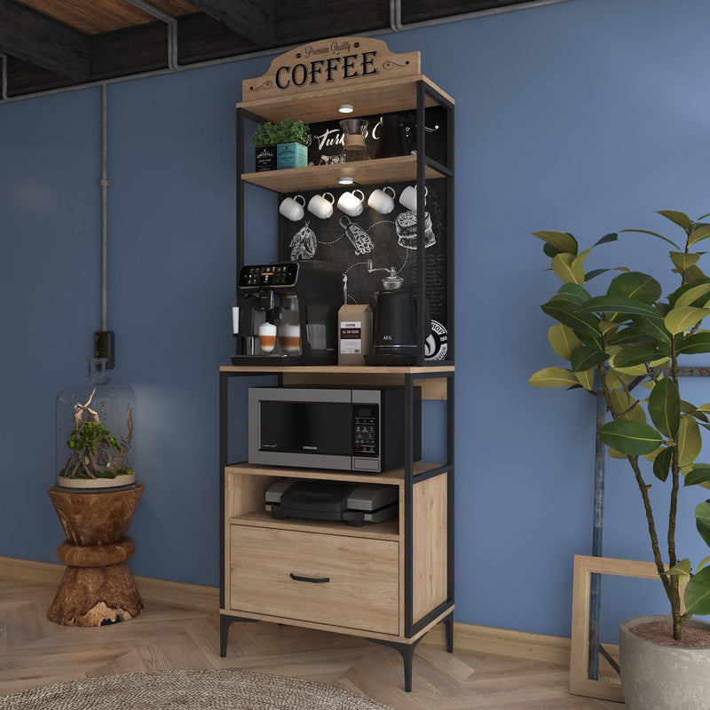 Credenza buffet da cucina o bar con ganci porta tazzine cassetto e vano forno cm 70x40x206h